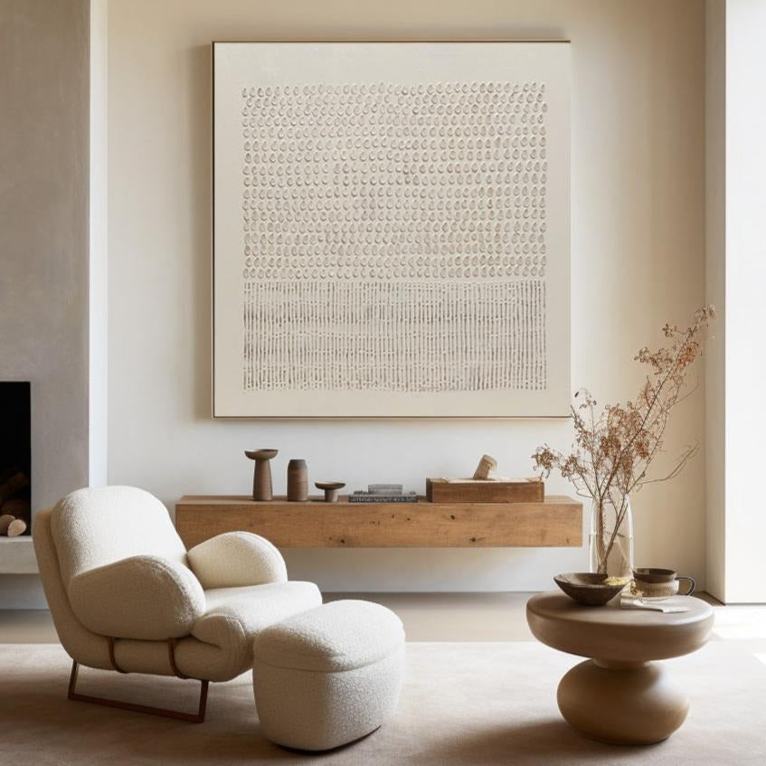 Wabi Sabi Beige Linear Textured Abstract Wall Art