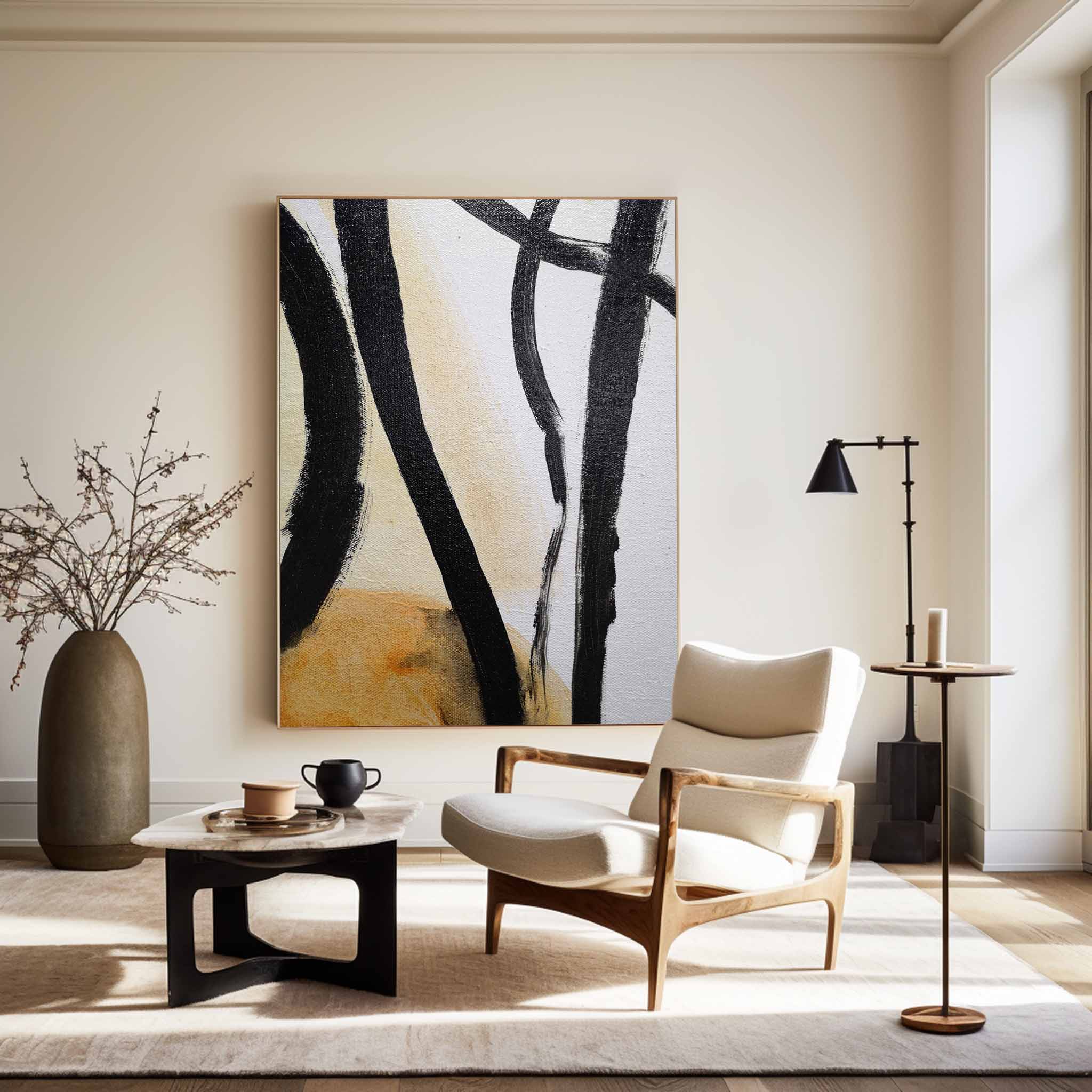 Black And White Abstract Minimalist Painting ABAV74 - Neutralighting