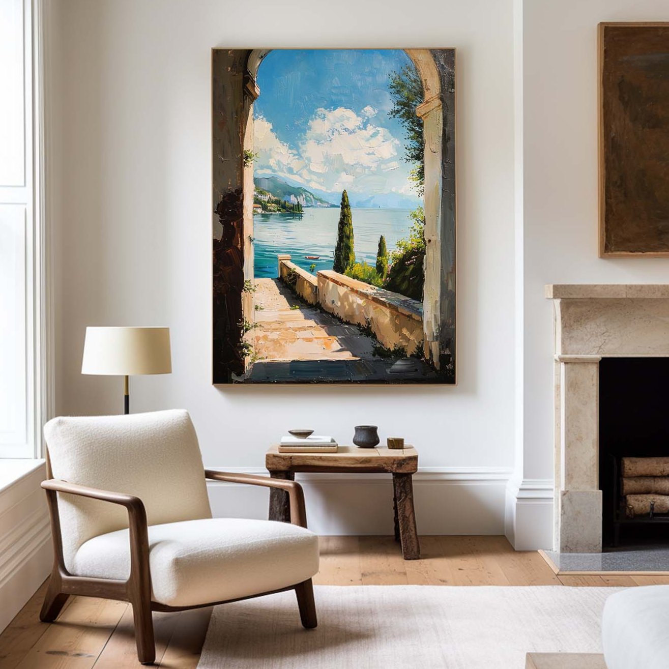 Theo Mediterranean Arch Lake Canvas Art