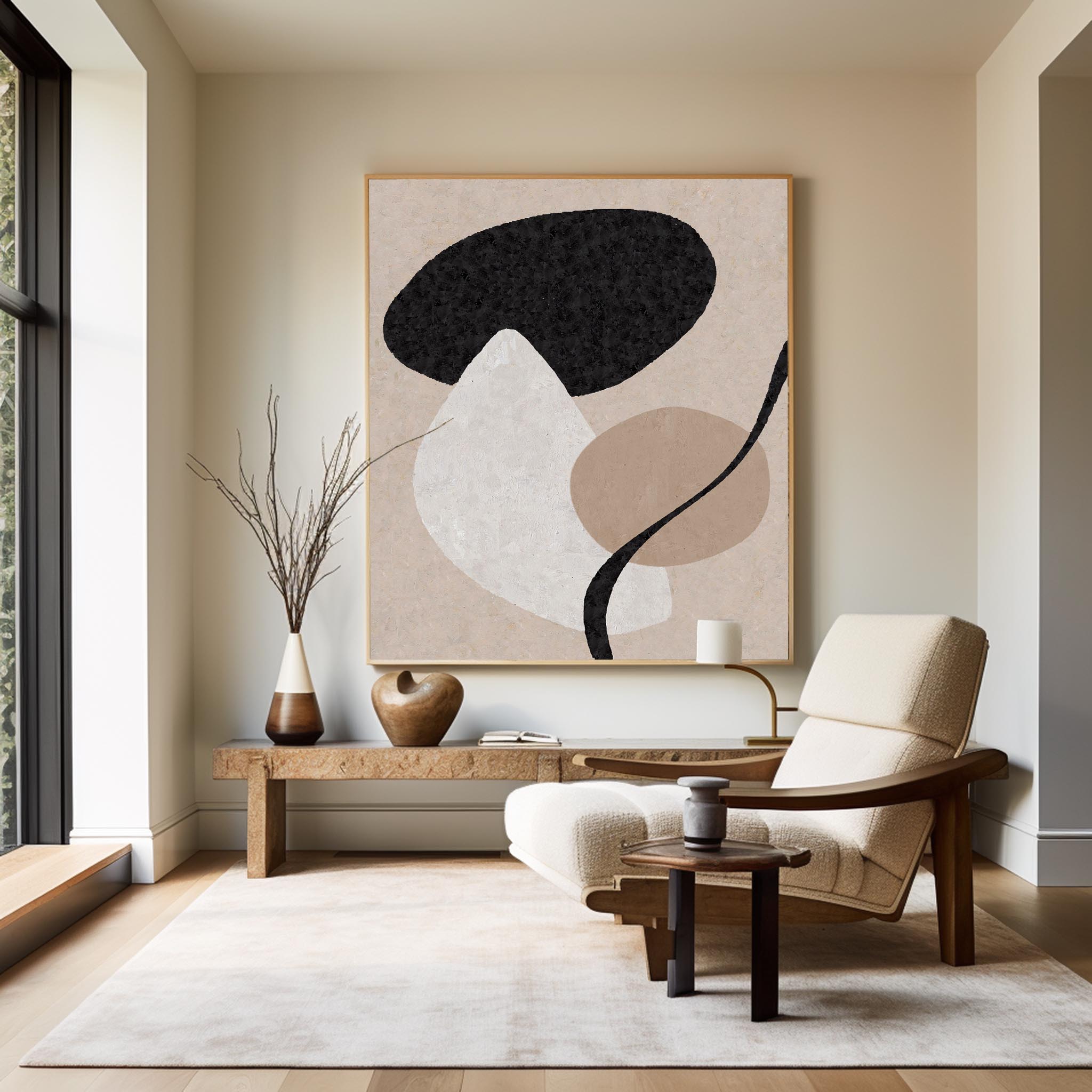 Beige Organic Abstract Minimalist Painting