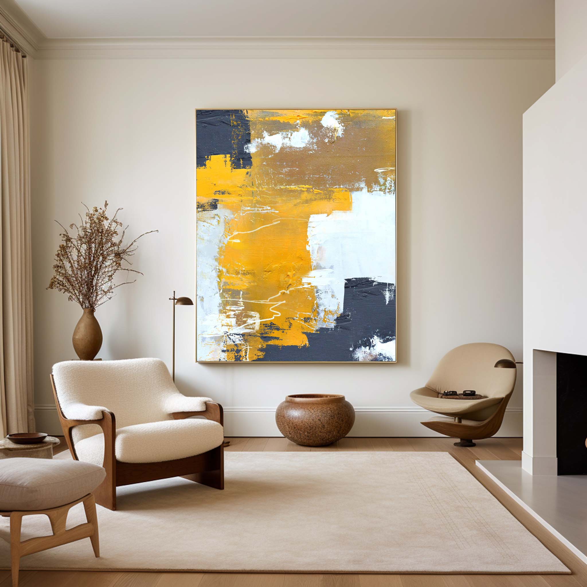 Mustard Yellow Black Abstract