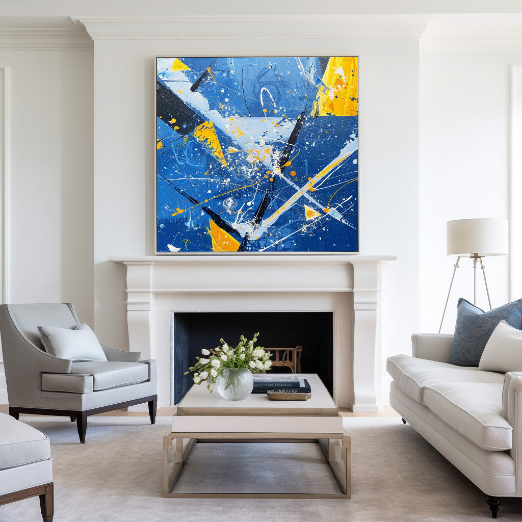 Electric Blue Collision Painting
