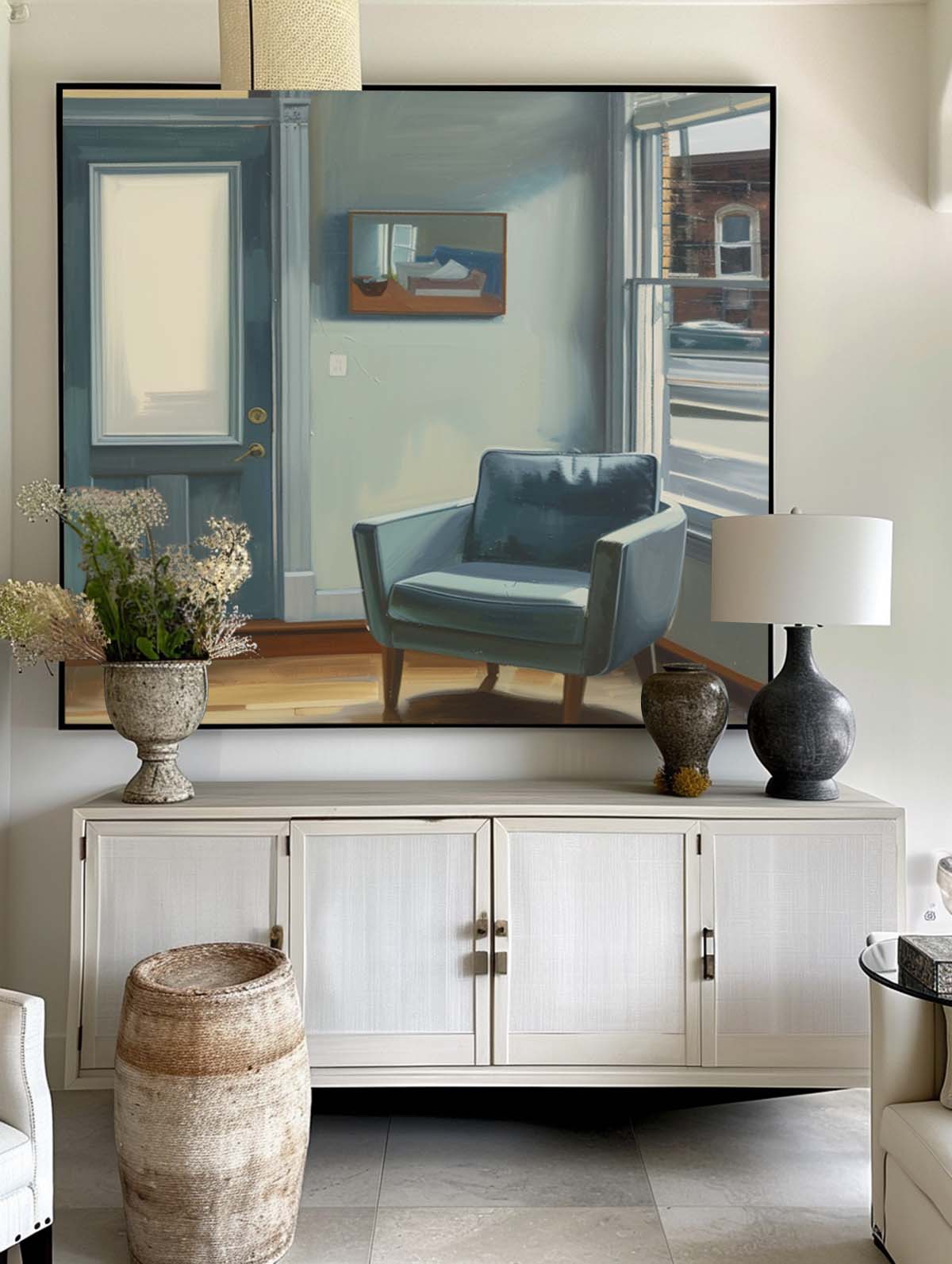 Blue Armchair Quiet Interior Painting
