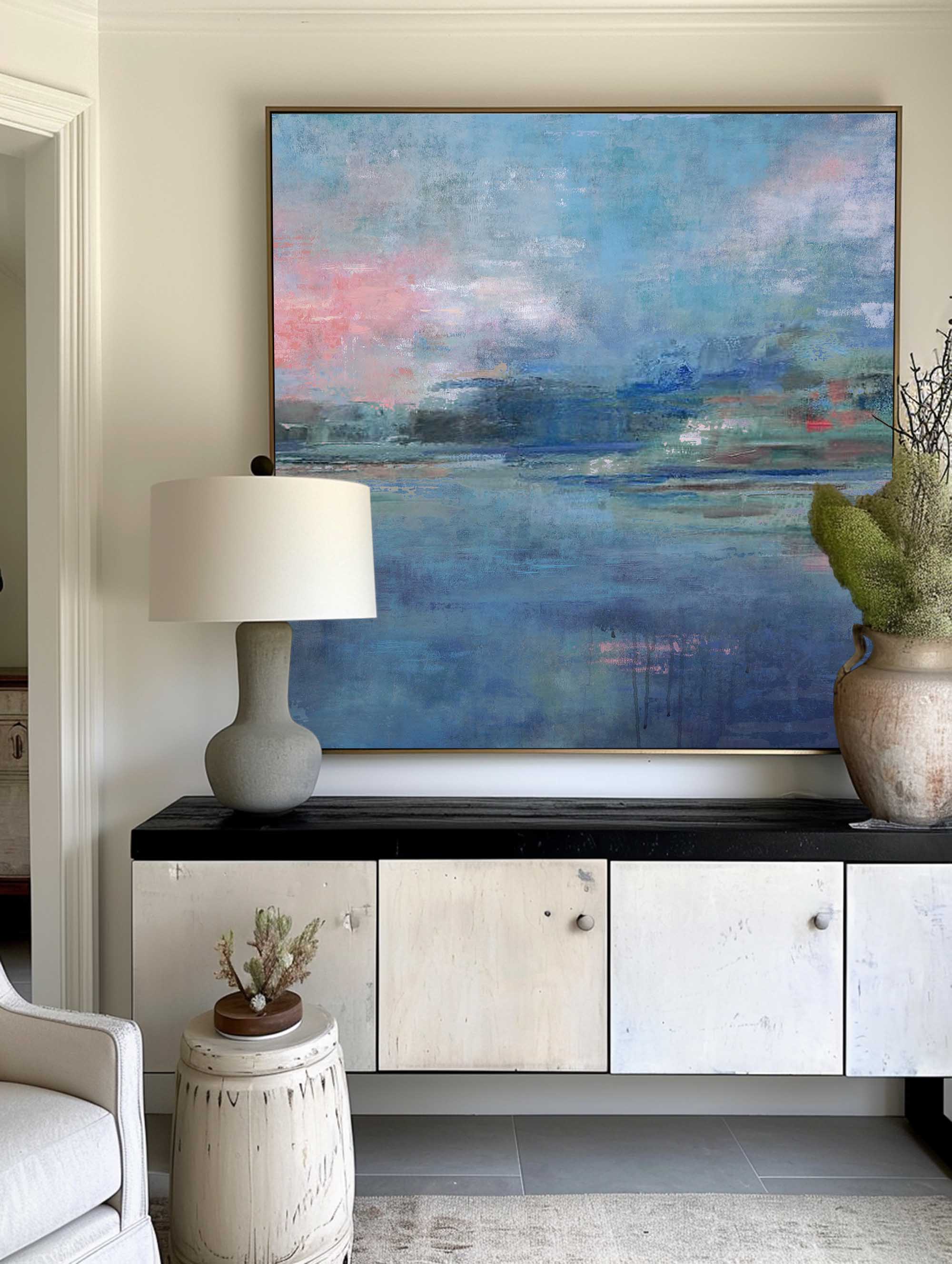 Dreamy Impressionist Waterscape  Blended Soft‑Hue Layered Textured Artwork