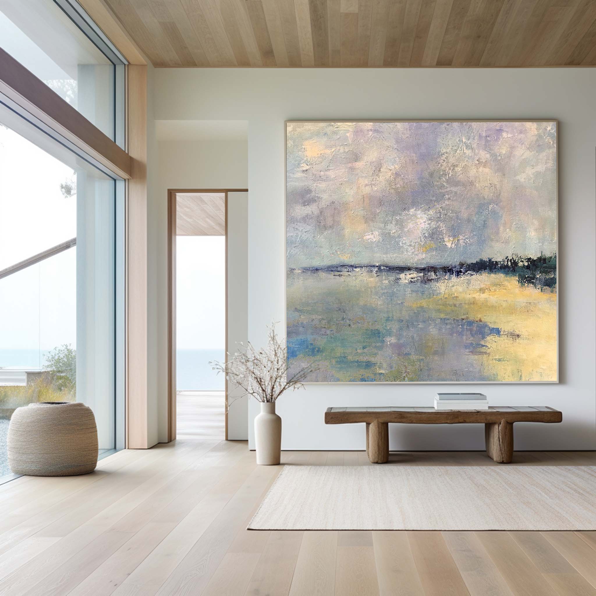 Soft Pastel Impressionist Seascape Muted Multi‑Layer Textured Artwork