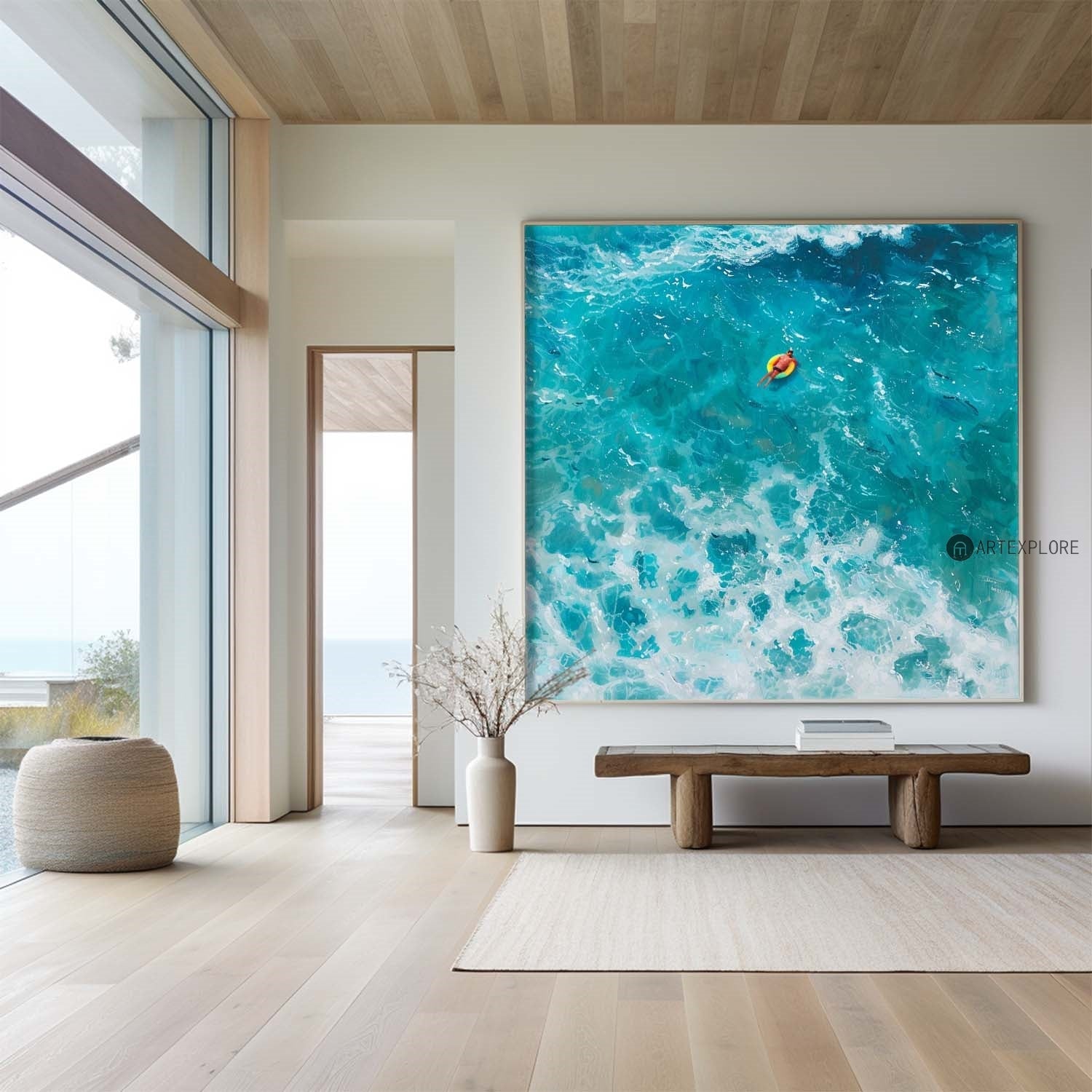 Turquoise Ocean Wave Oil Painting