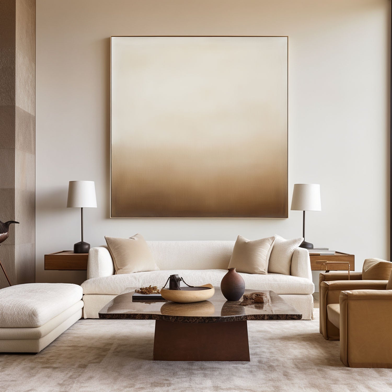 Neutral Taupe Gradient Wash Square Canvas Art