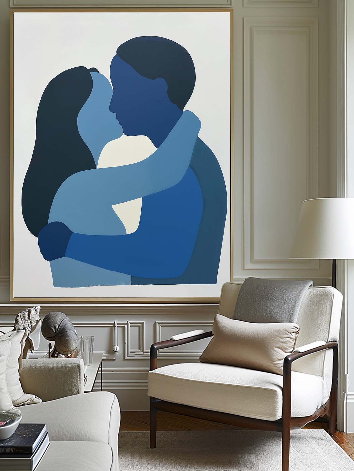 Almost a Kiss Couple Painting