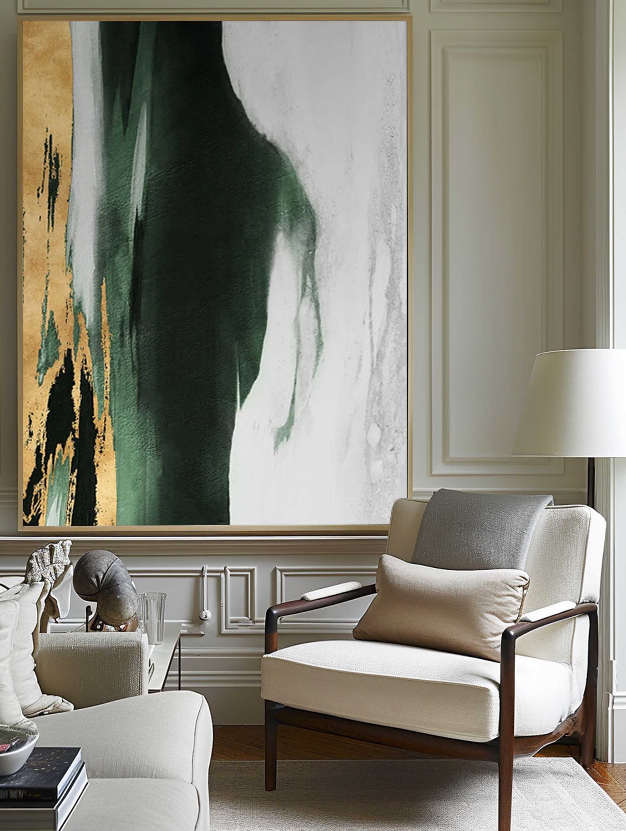 Green And Gold Abstract Painting