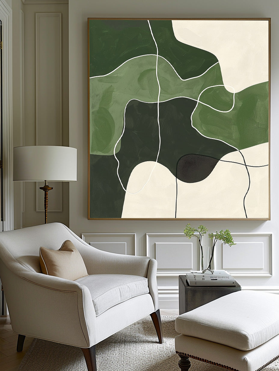Green Abstract Organic Shapes Painting