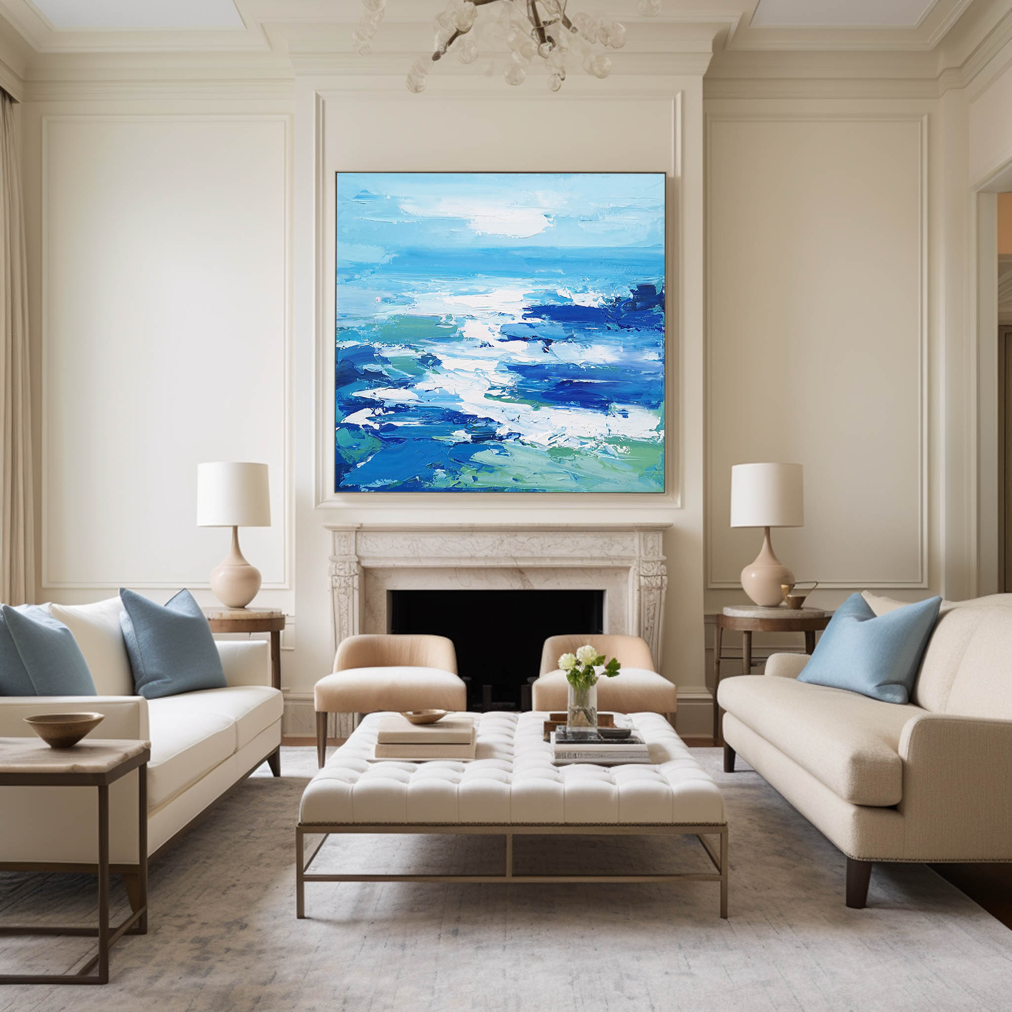 Soft‑Tone Muted Abstract Brushwork Calming Modern Wall Statement
