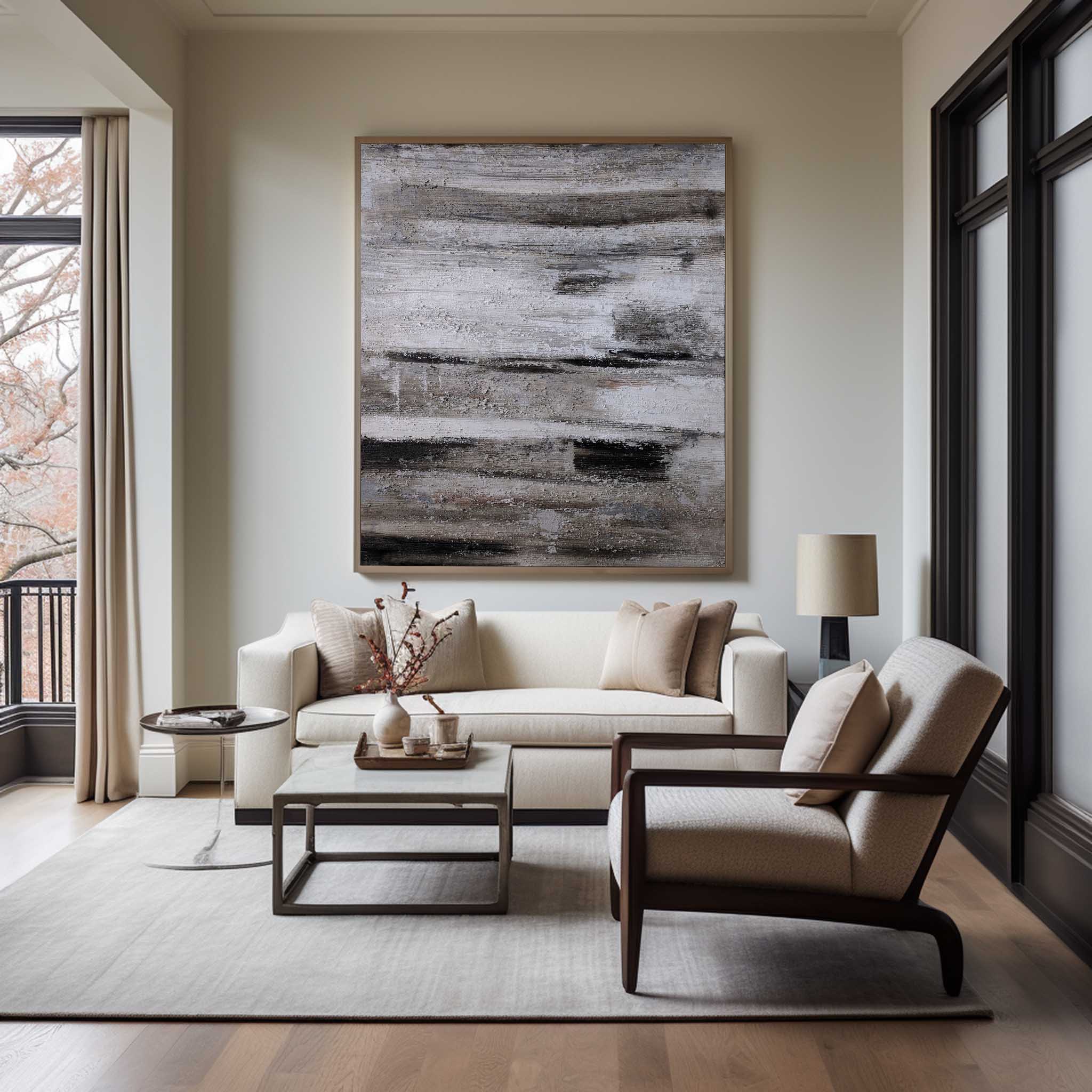 Black‑Grey‑White Vertical Abstract Rustic Layered‑Weathered Texture Artwork