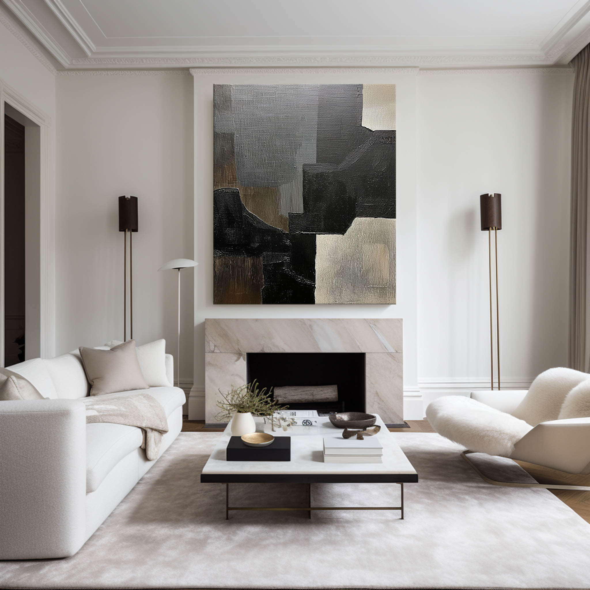Black Gray Beige Geometric Painting