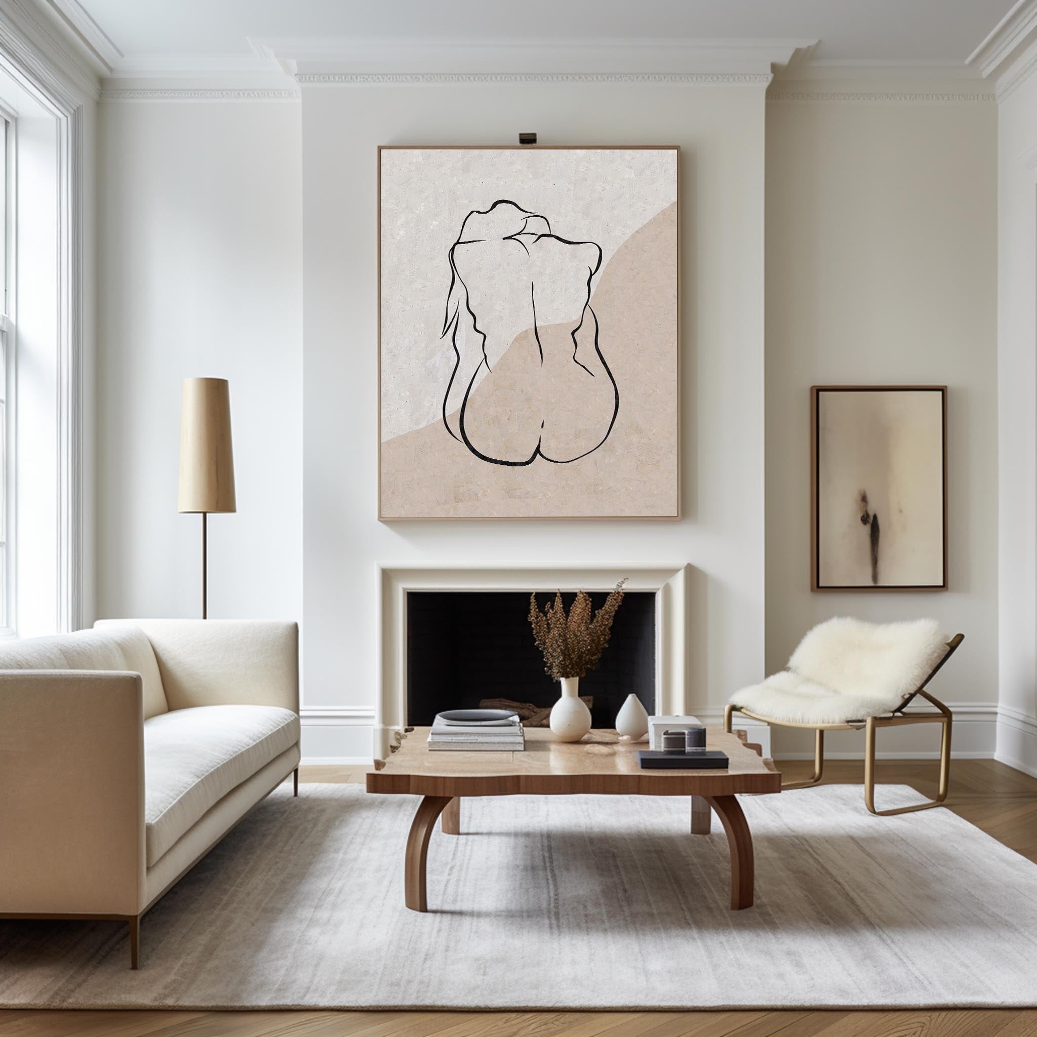 Beige Minimalist Abstract Painting ABAV202 - Neutralighting