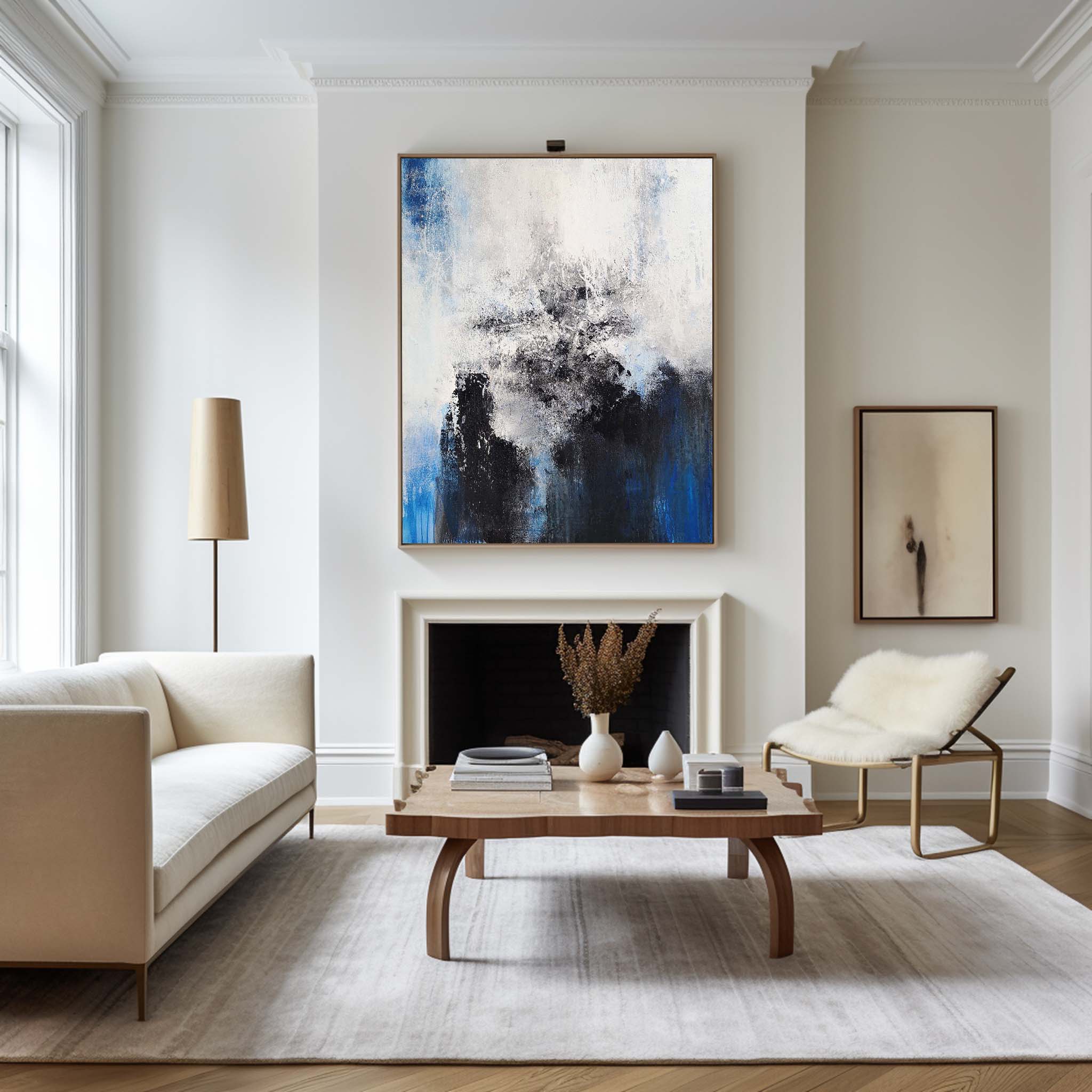 Blue And Black Abstract Painting ABAV96 - Neutralighting