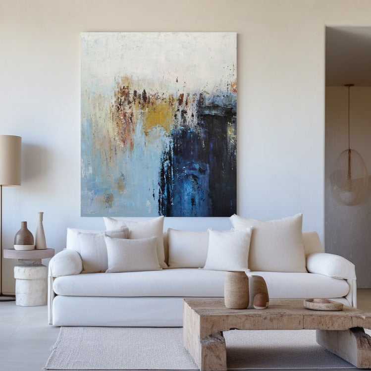 Vertical Impasto Abstract Unstretched Acrylic Canvas Wall Artwork