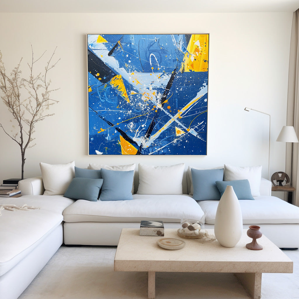 Electric Blue Collision Painting