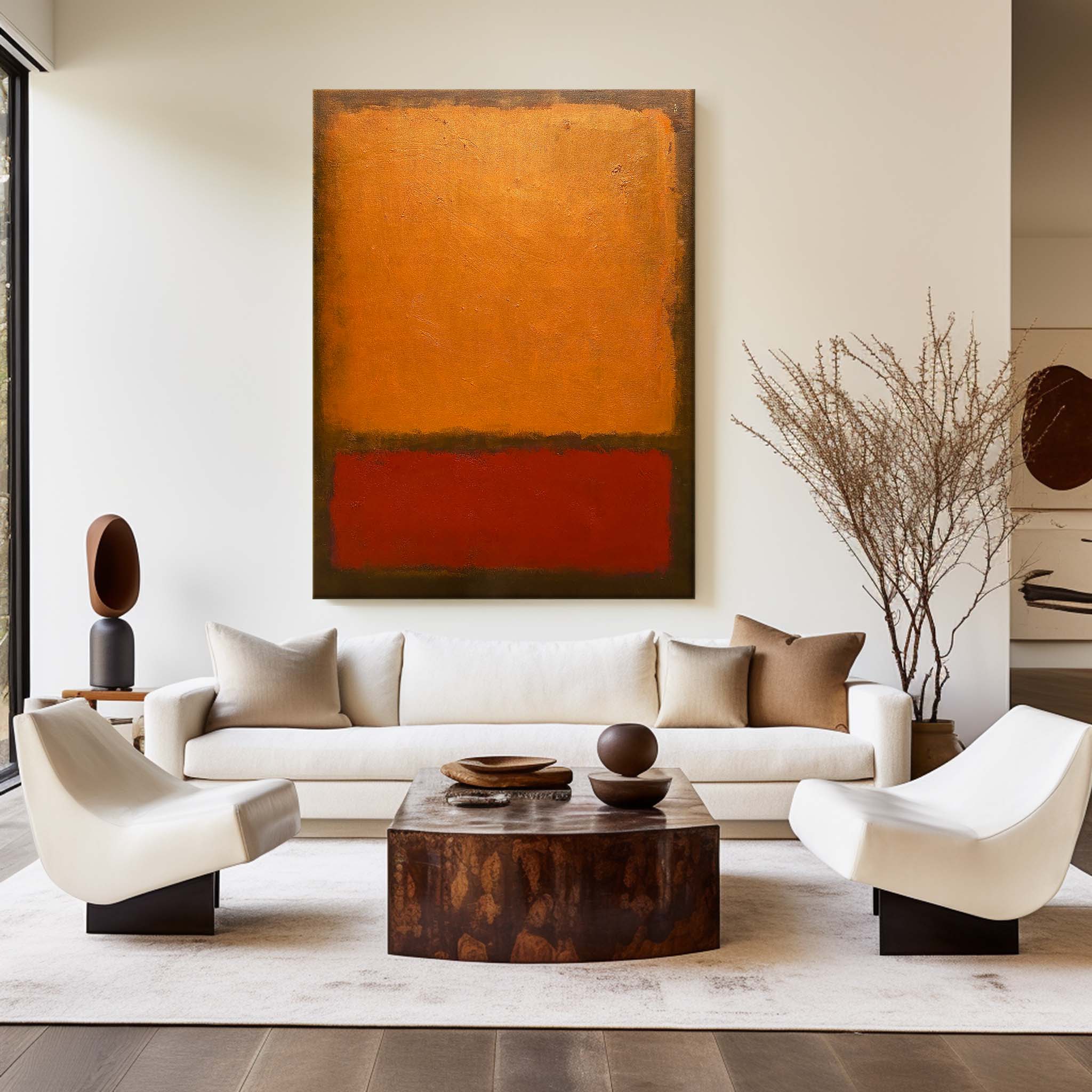 Warm‑Tone Color‑Block Abstract Hand‑Painted Thick Textured Artwork