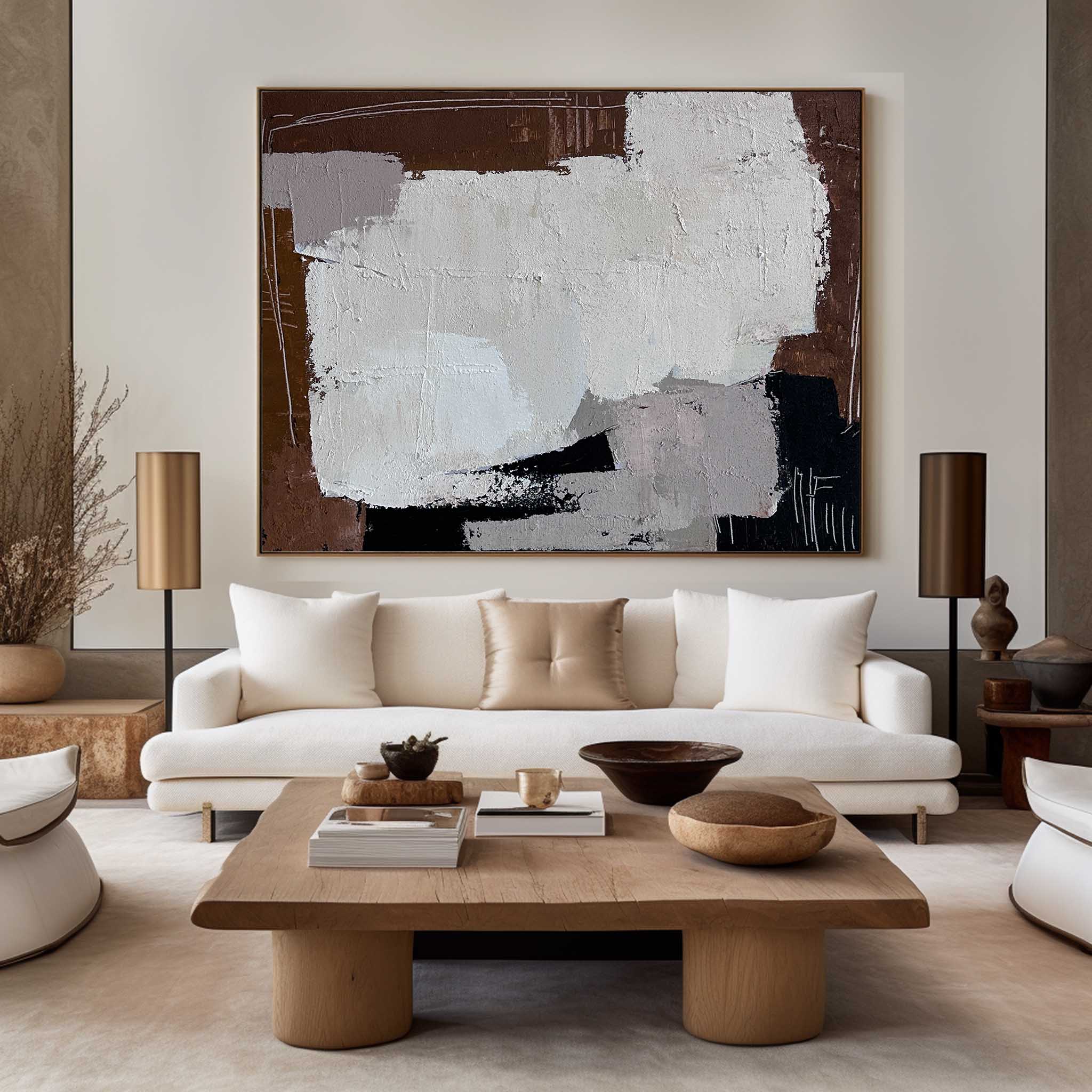 Thick Texture Earth‑Tone Abstract Art Warm Contemporary Living Room Wall Piece