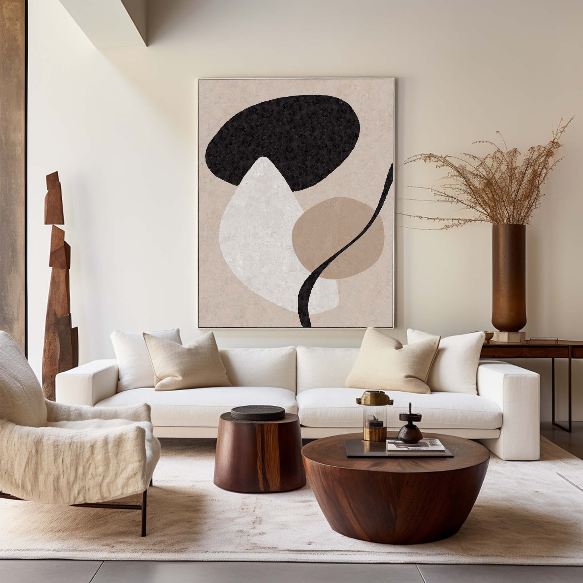 Beige Organic Abstract Minimalist Painting