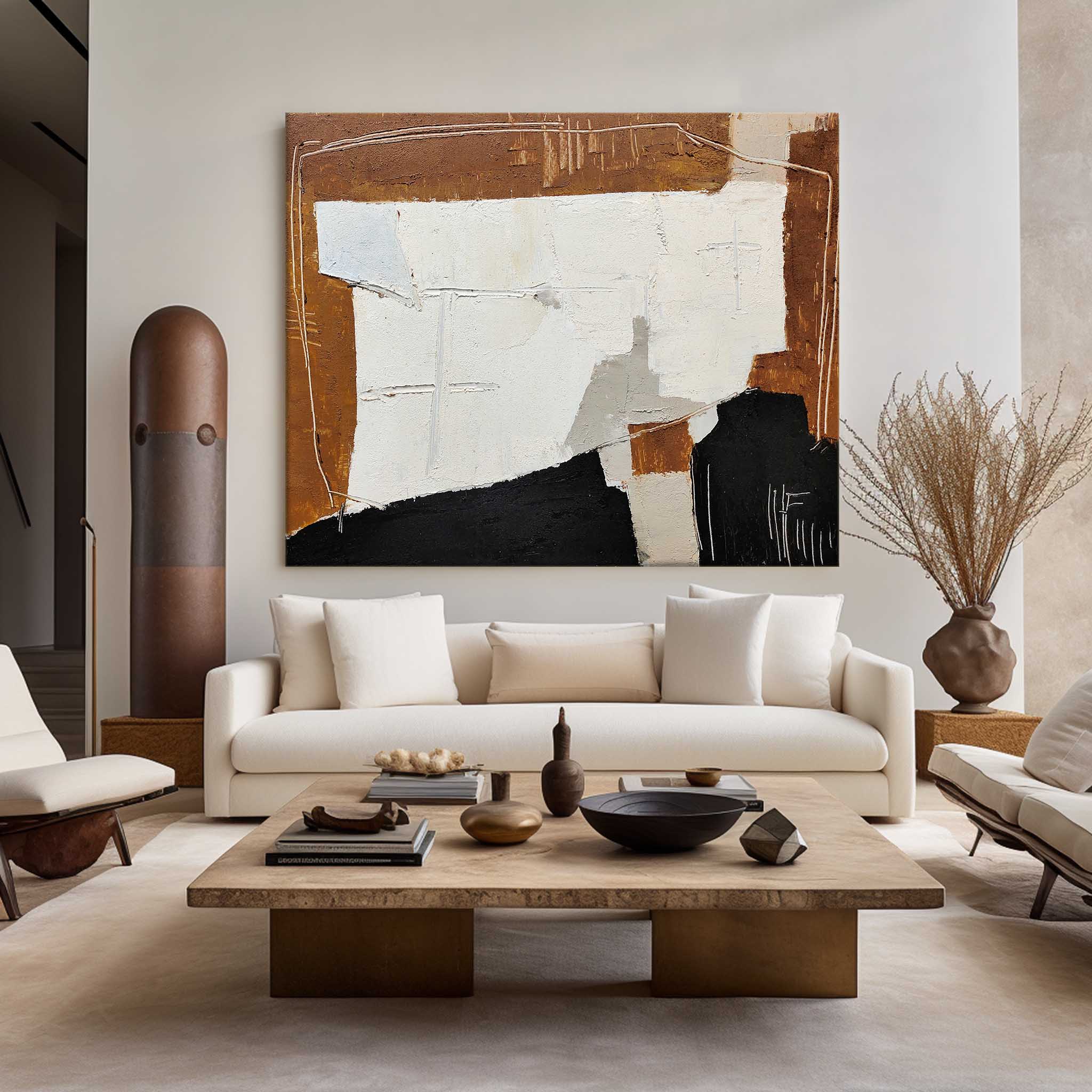Black And Brown Abstract Painting ABAH51 - Neutralighting