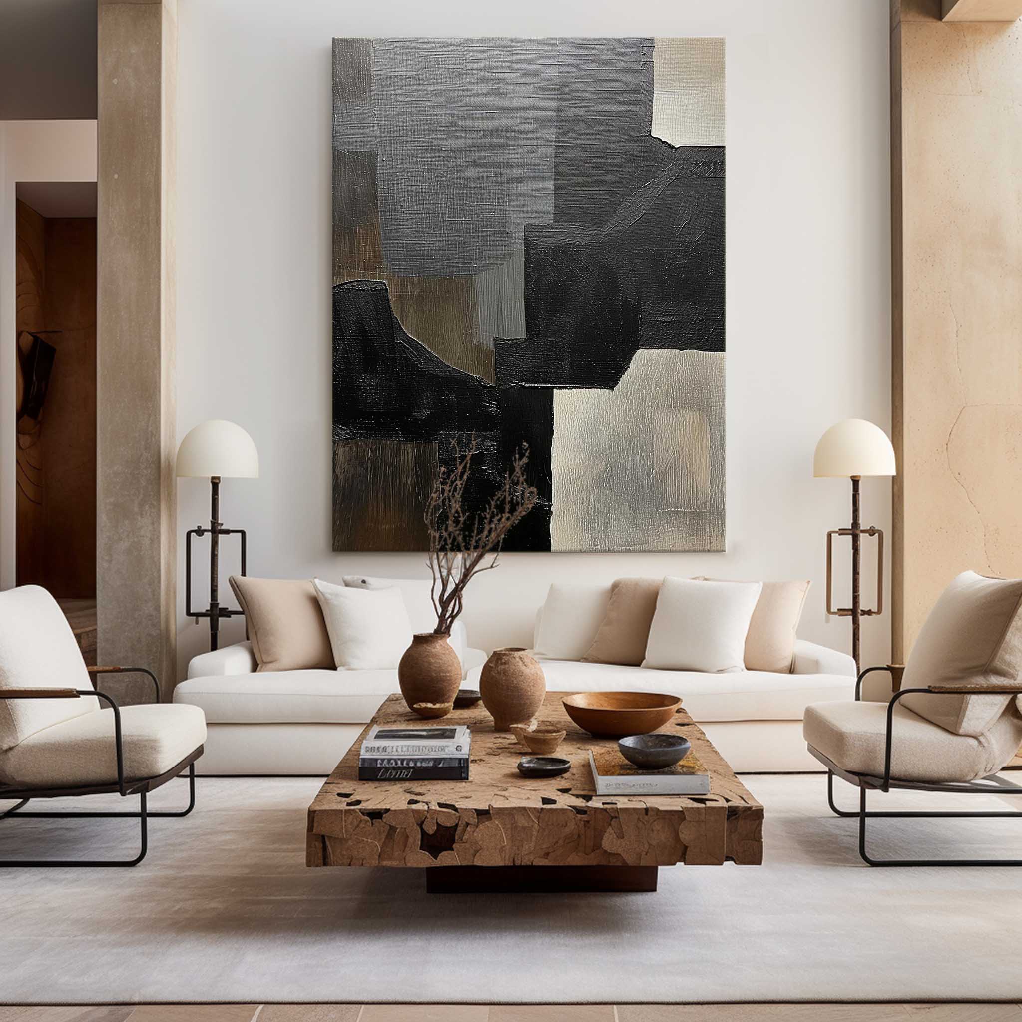 Black Gray Beige Geometric Painting