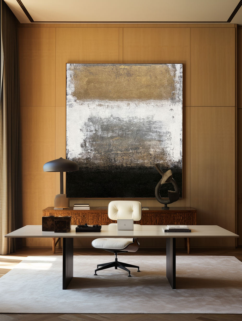 Black And Gold Abstract Painting ABAV104 - Neutralighting