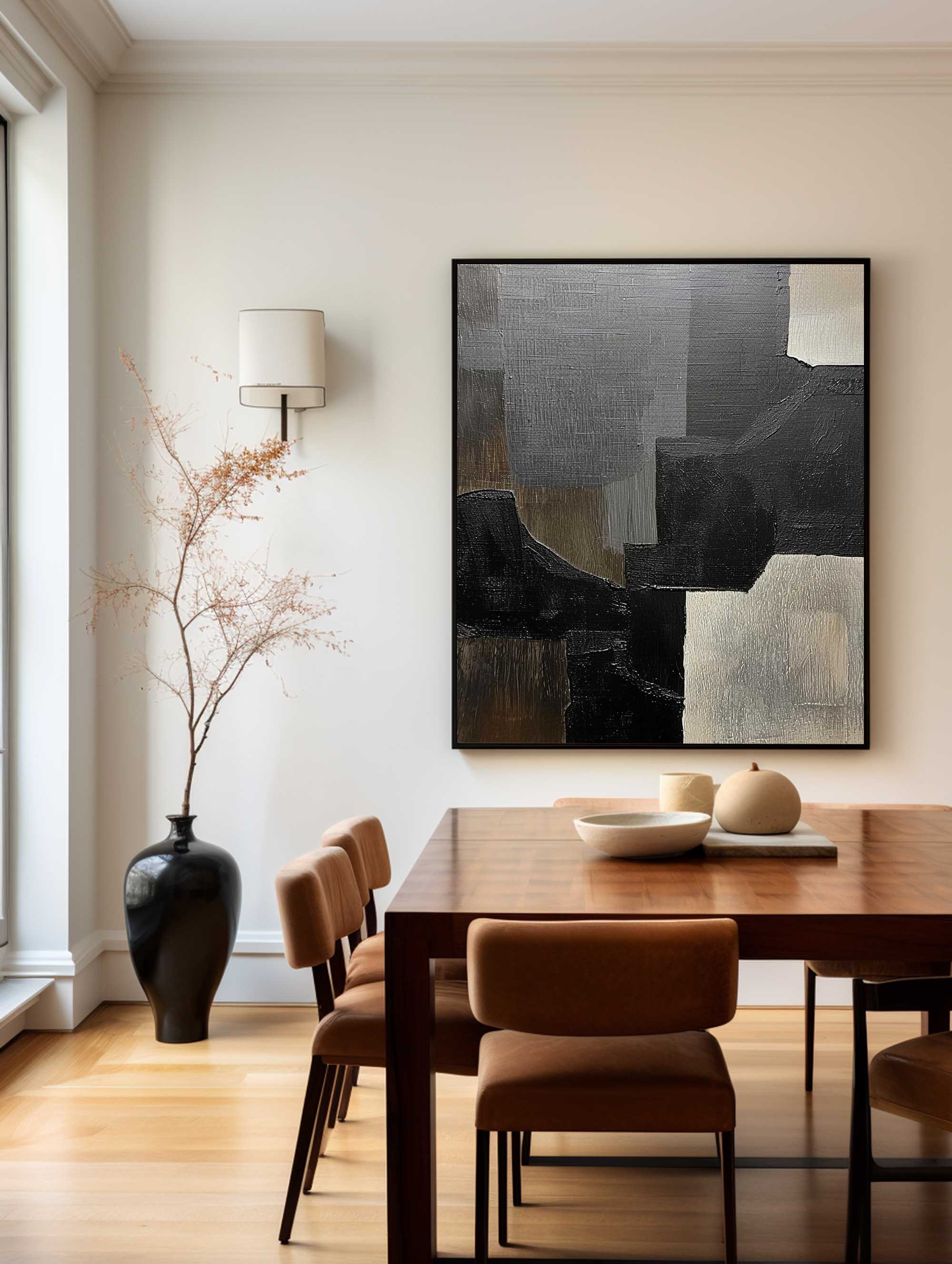 Black Gray Beige Geometric Painting