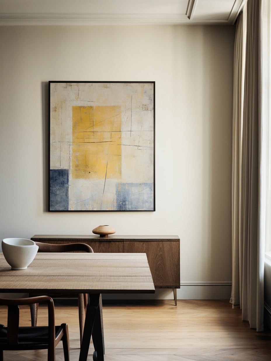 Ivor Yellow Blue Geometric Canvas Art