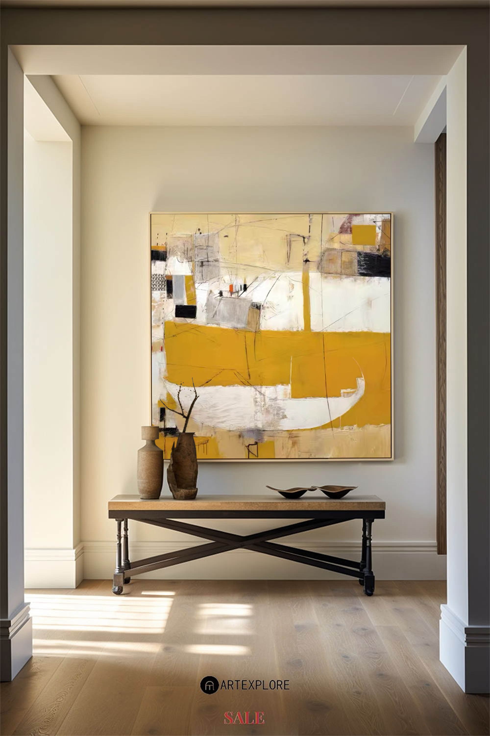 Yellow Abstract Boat Canvas Wall Art