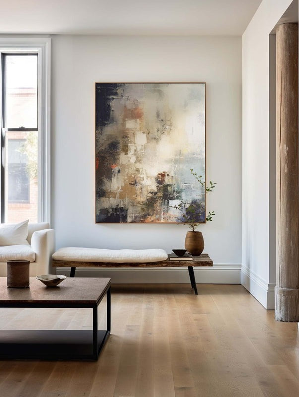 Beige Black Abstract Painting
