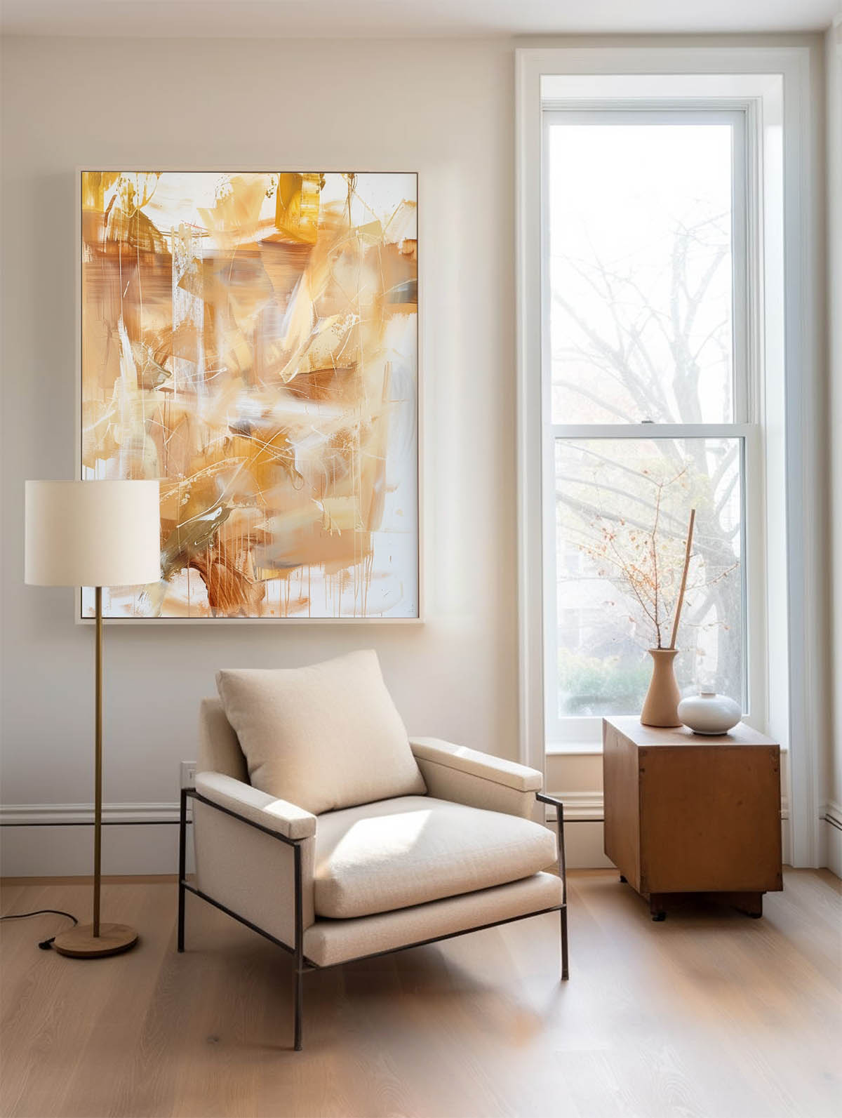 Golden Light Abstract Layered Painting