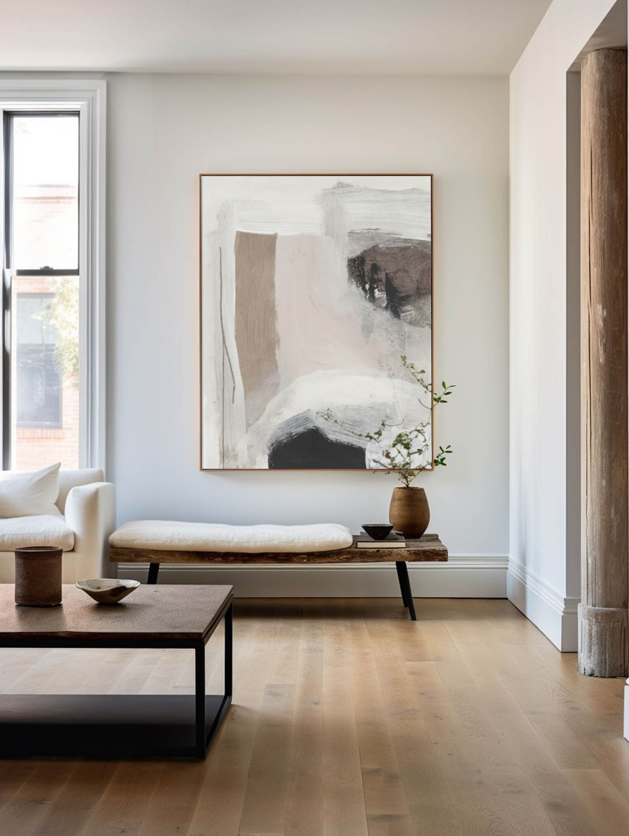 Beige Abstract Minimalist Painting