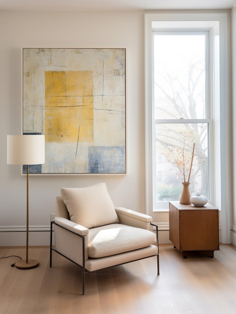 Ivor Yellow Blue Geometric Canvas Art