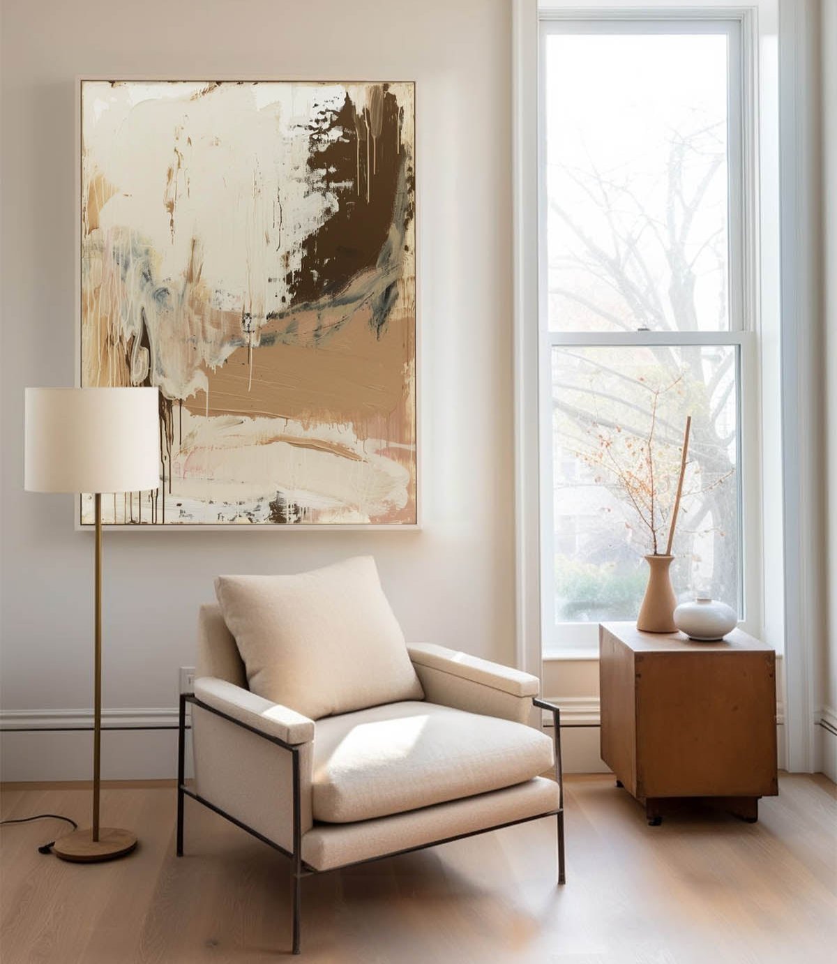 Earthy Tone Drip Abstract Canvas Wall Art