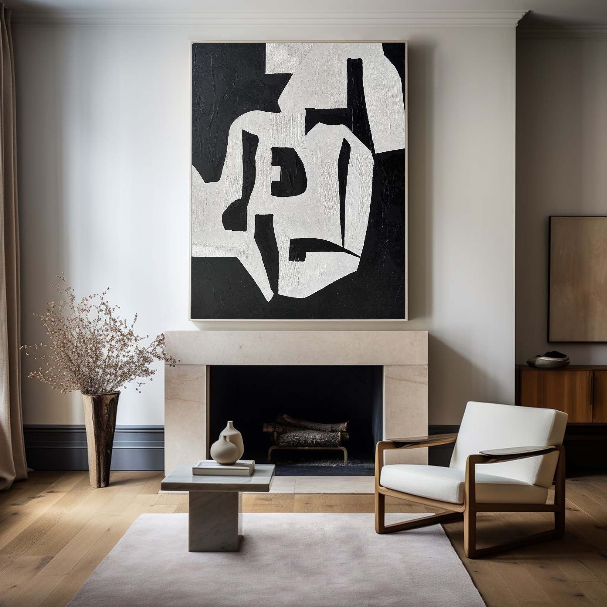 Black White Abstract Painting