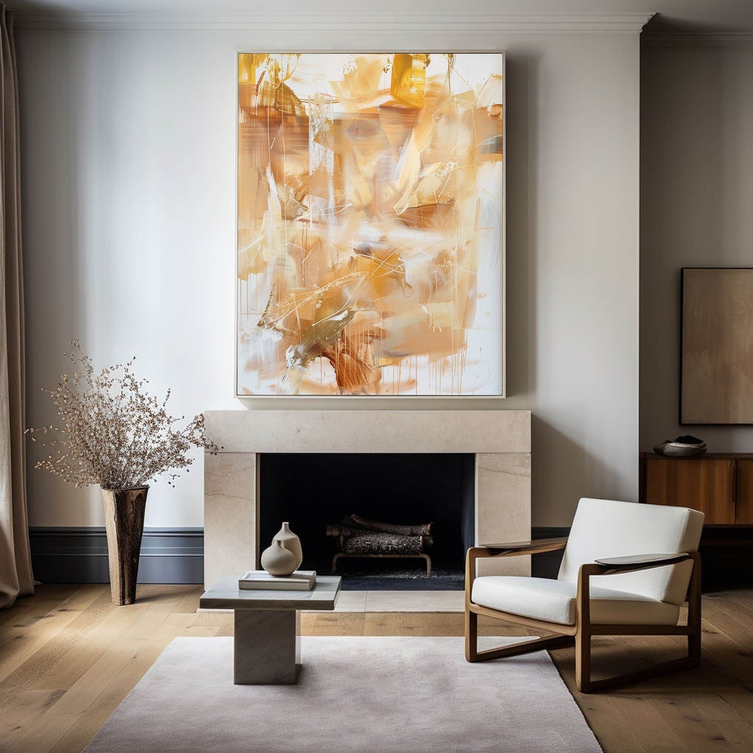 Golden Light Abstract Layered Painting