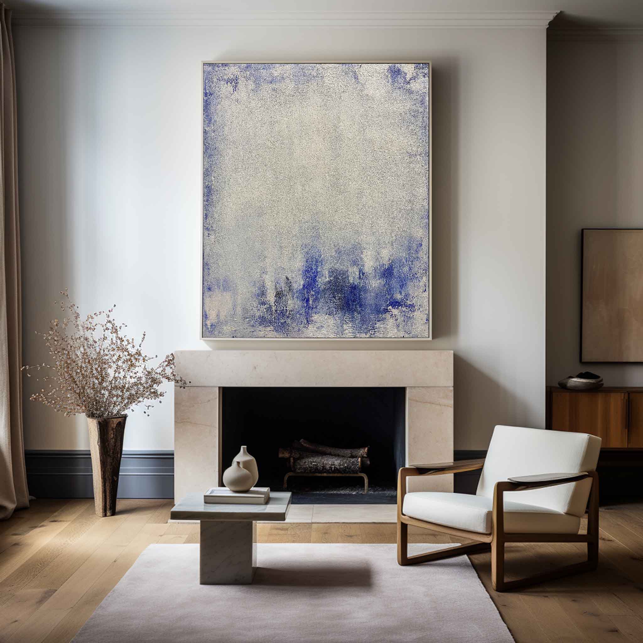 Blue White Minimalist Painting
