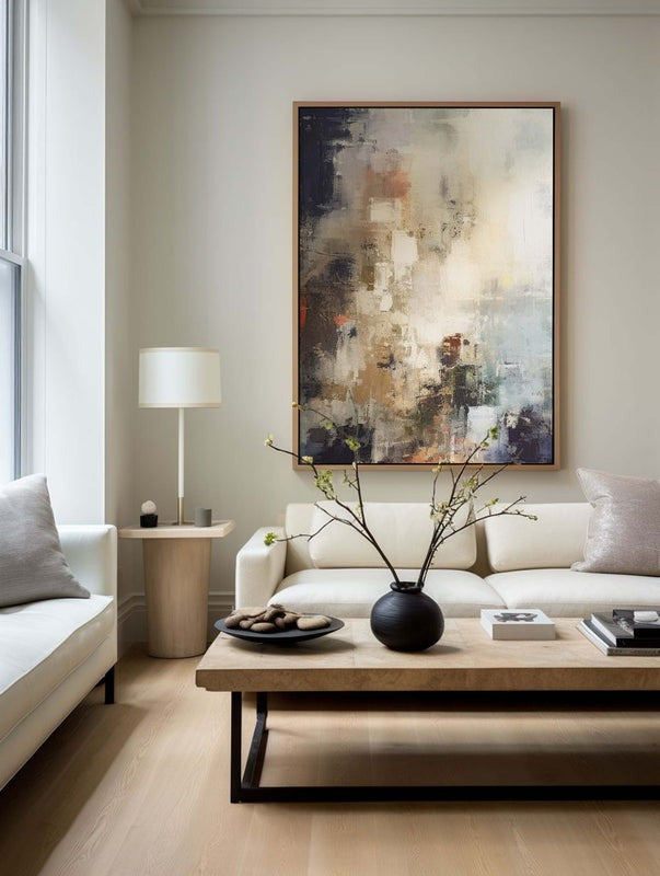 Beige Black Abstract Painting
