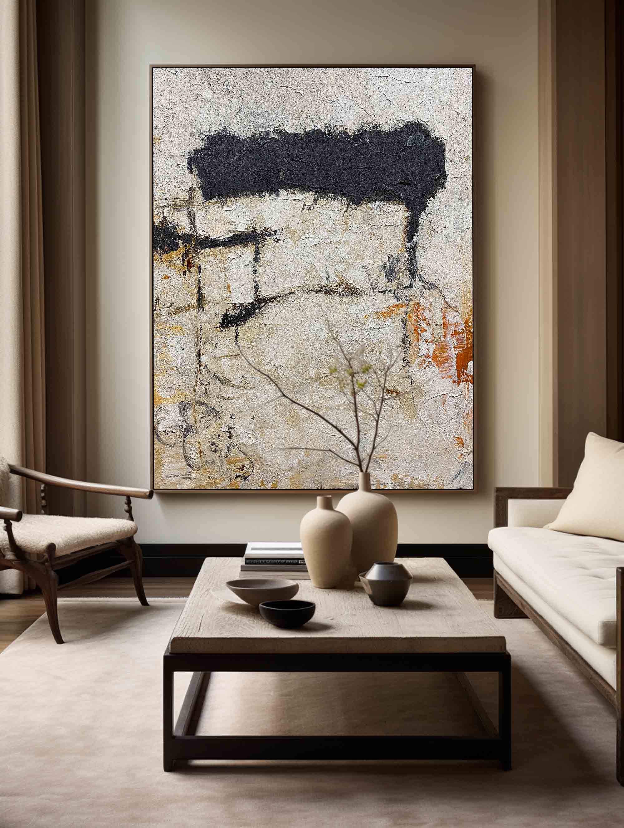 Rough Texture Wabi‑Sabi Abstract Hand‑Painted Artwork