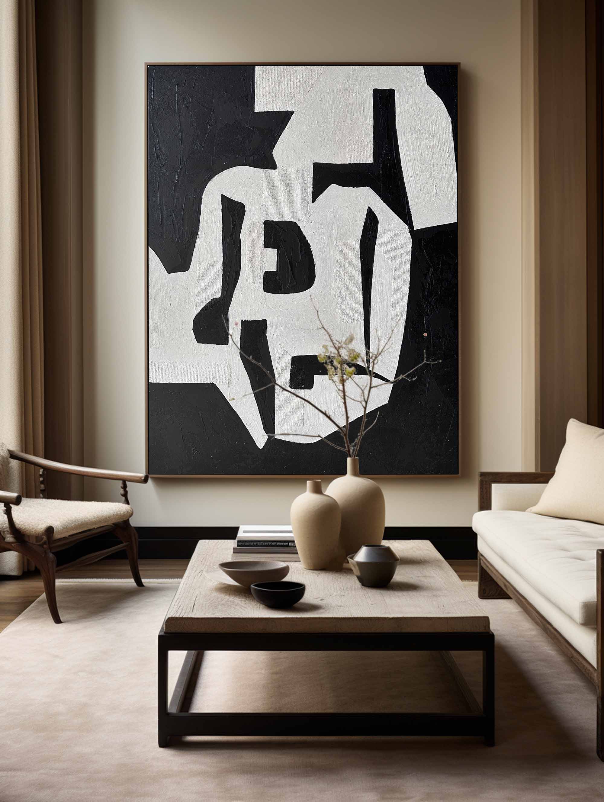 Black White Abstract Painting