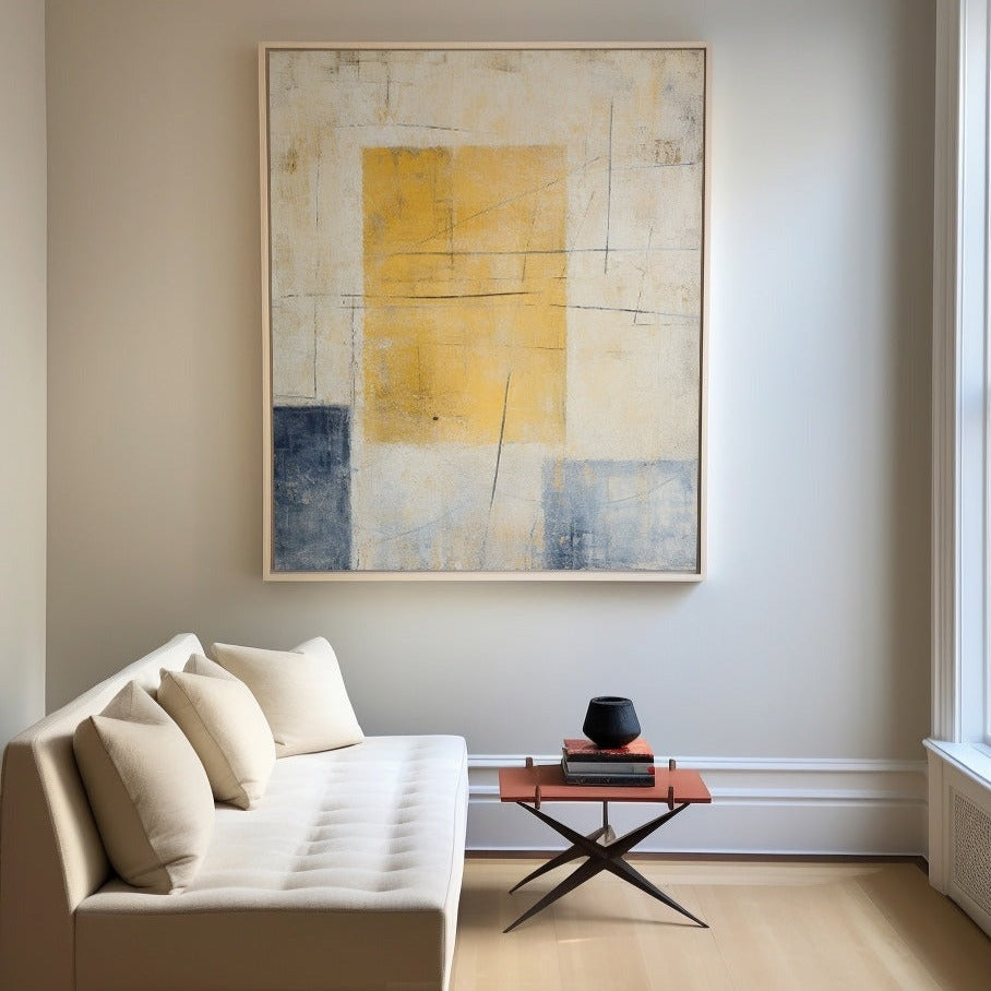 Ivor Yellow Blue Geometric Canvas Art