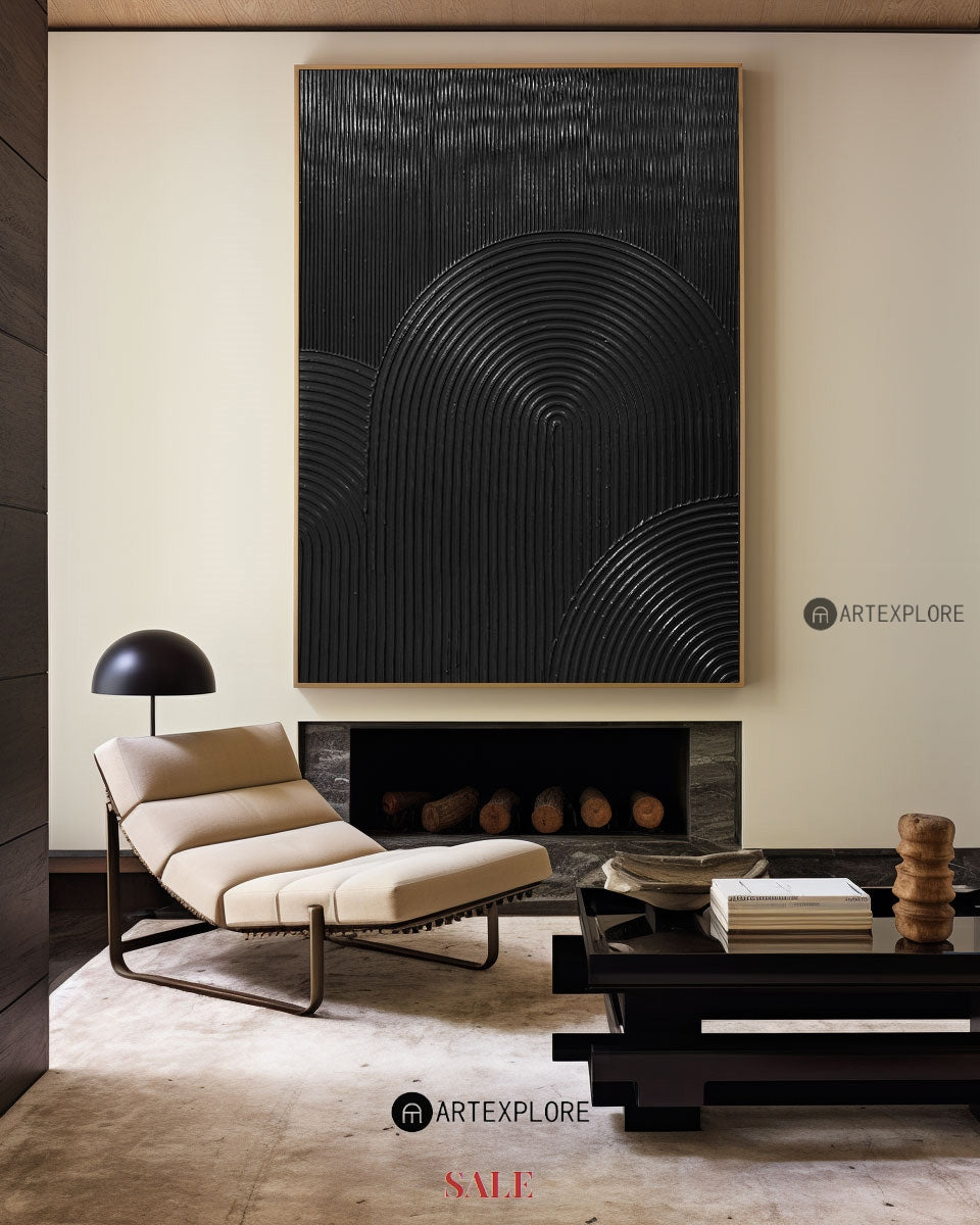 Veda Black Curve Geometric Painting