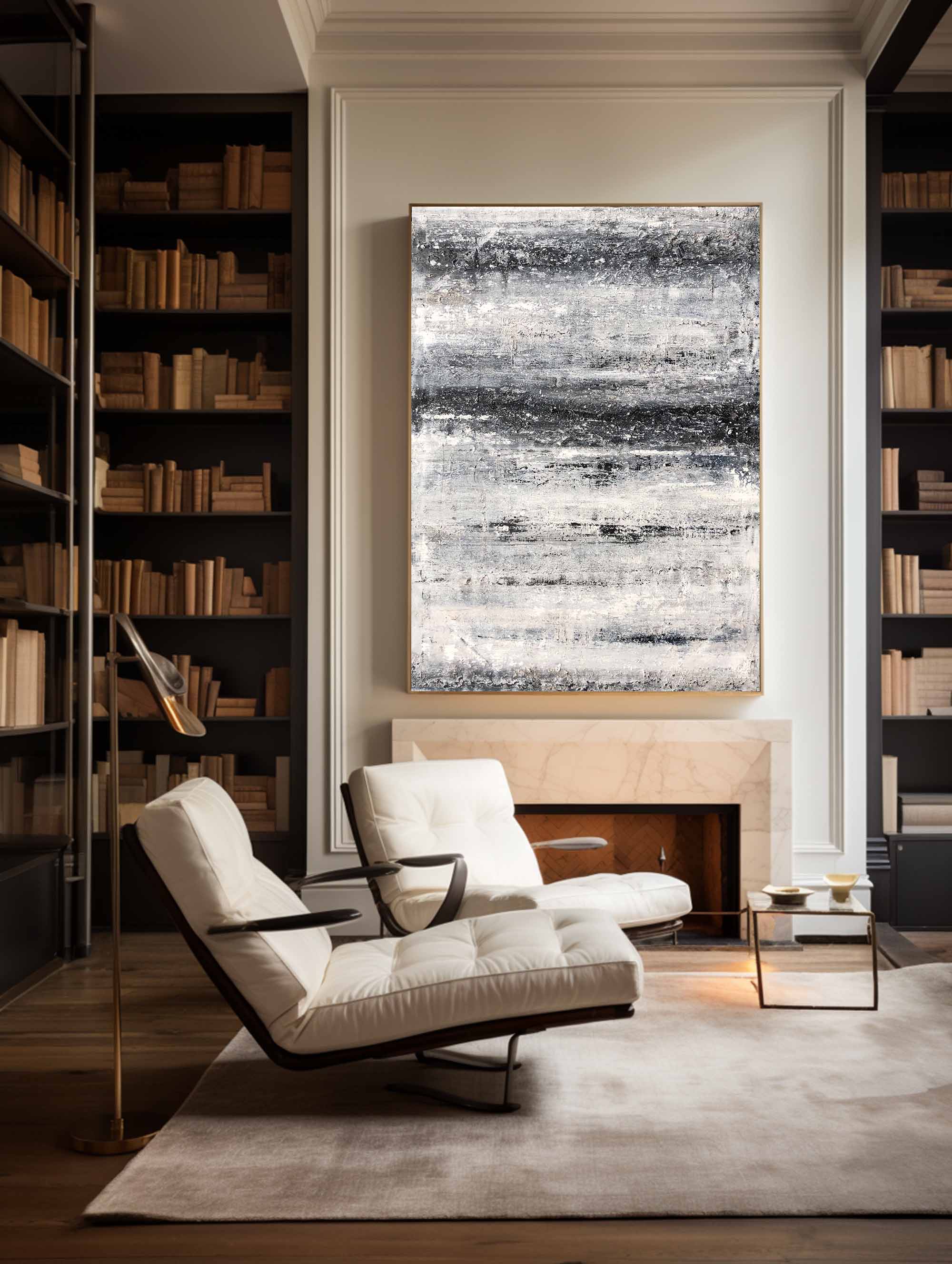 Black And White Beach Abstract Art ABAV77 - Neutralighting