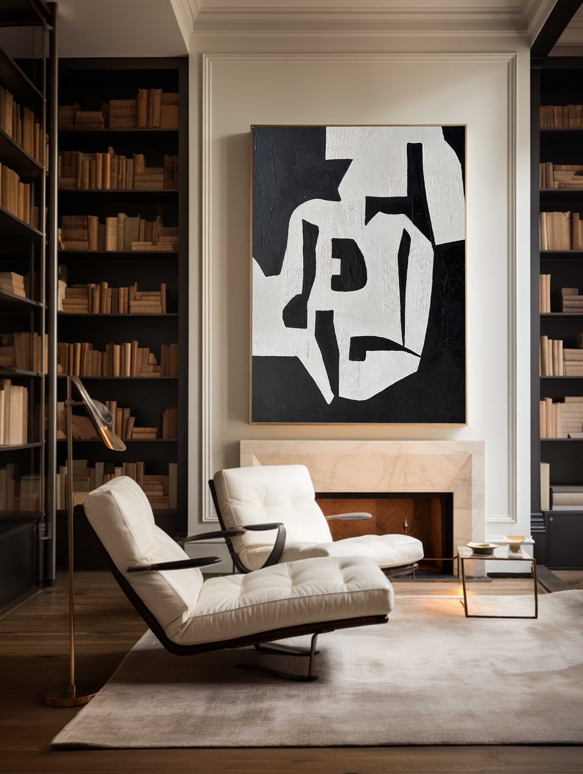Black White Abstract Painting
