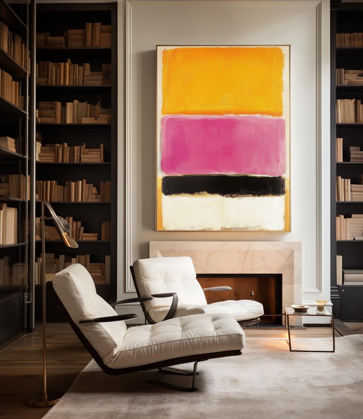 Warm Hues Block‑Stripe Abstract Canvas Art