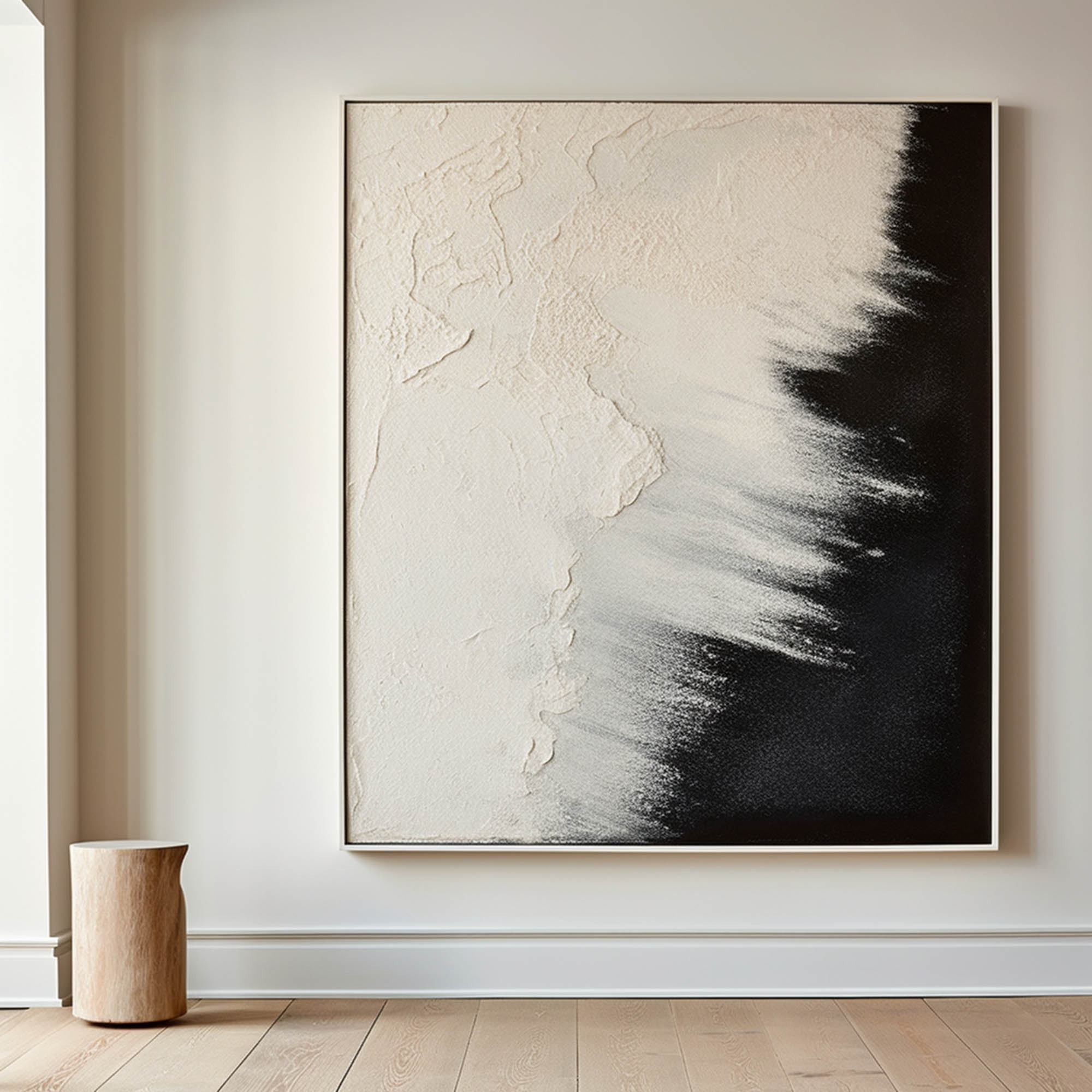 Black And Beige Seascape Painting