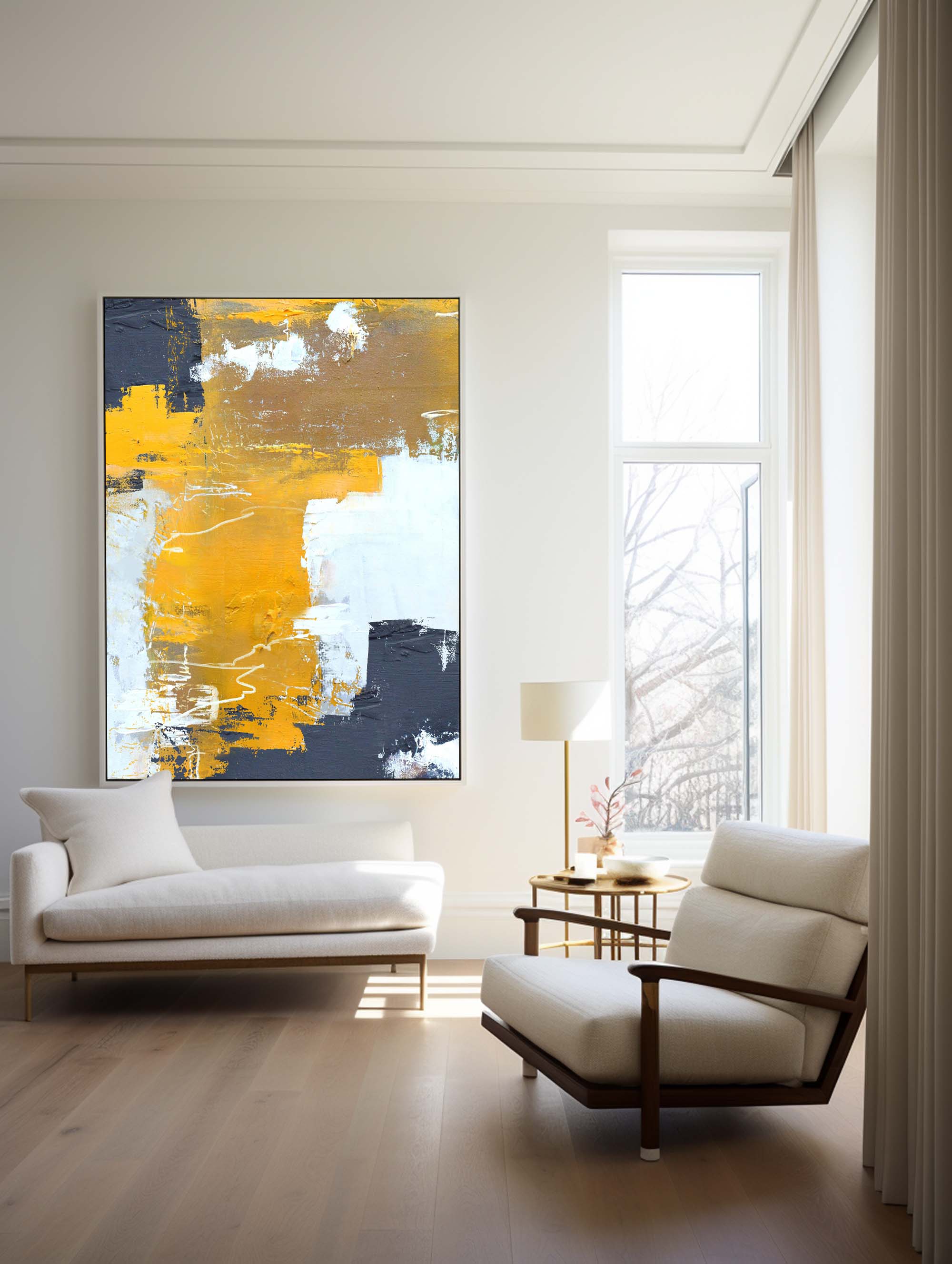 Mustard Yellow Black Abstract