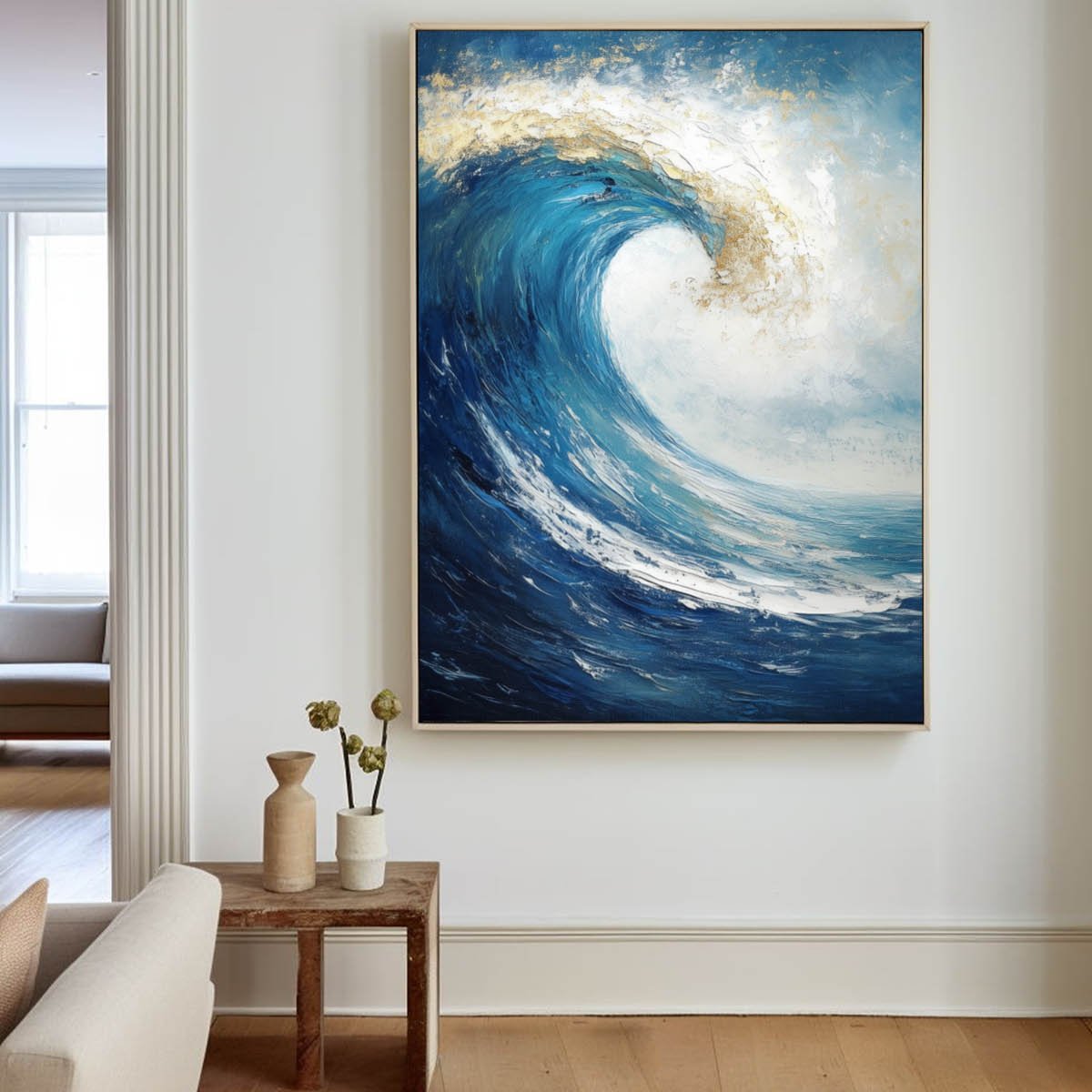 Blue Ocean Wave Coastal Painting