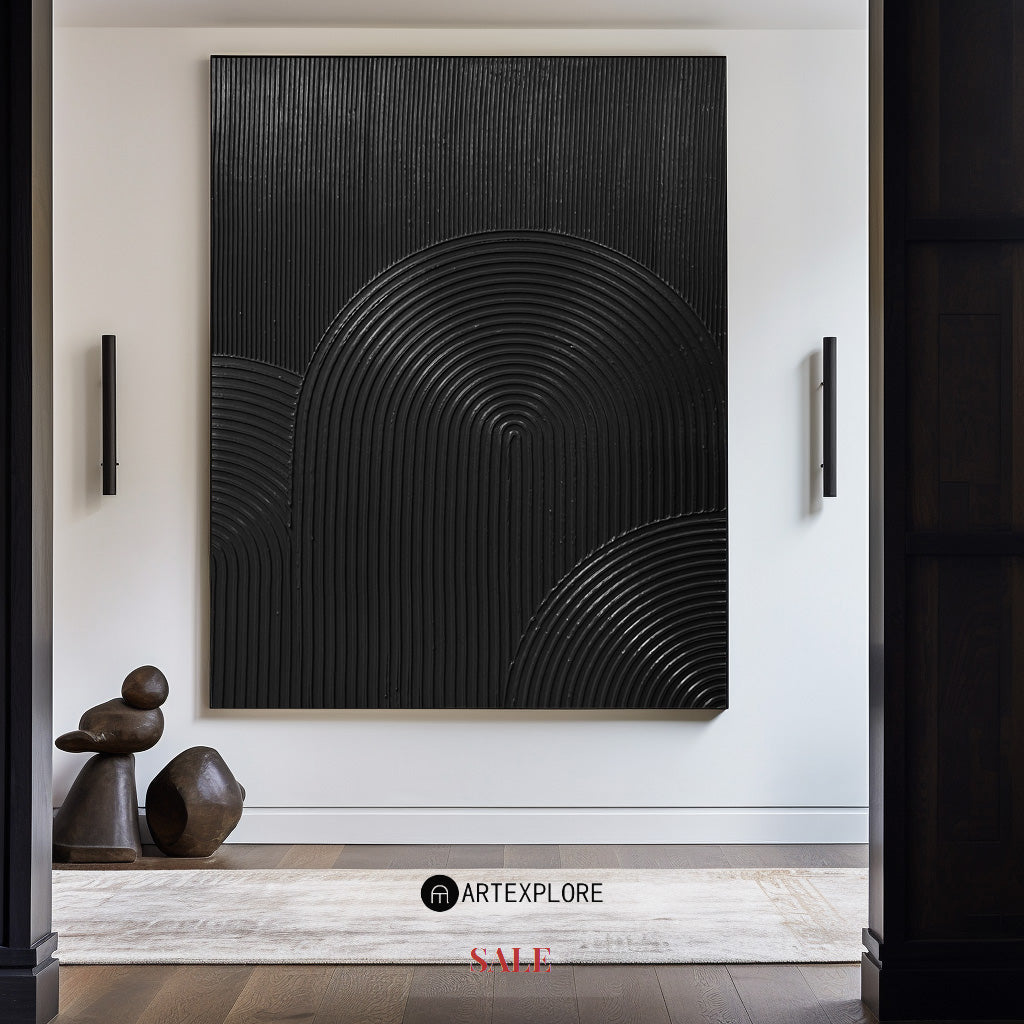 Veda Black Curve Geometric Painting